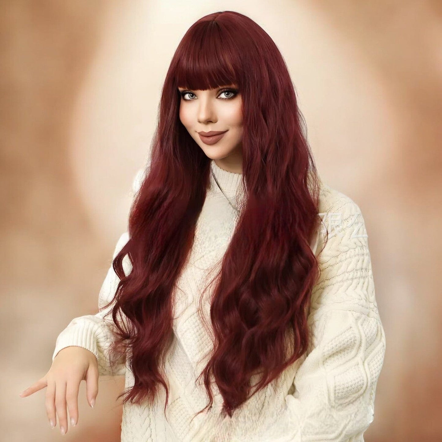 Perruque - LuxeCurlBordeaux™ - Coiffure Enchanté