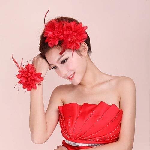 Bandeau Cheveux - PearlBloom™ - Rouge - Coiffure Enchanté