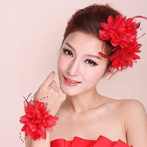 Bandeau Cheveux - PearlBloom™ - Rouge - Coiffure Enchanté