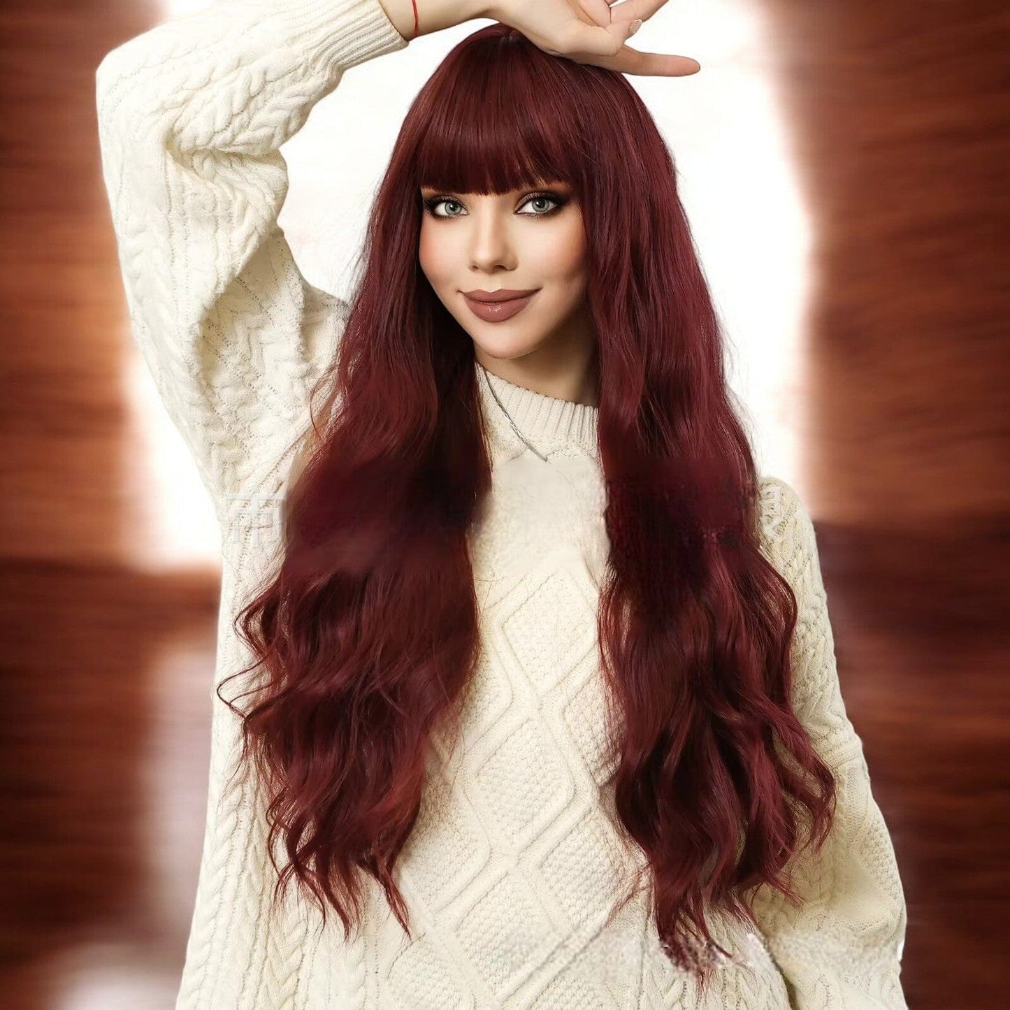 Perruque - LuxeCurlBordeaux™ - Coiffure Enchanté