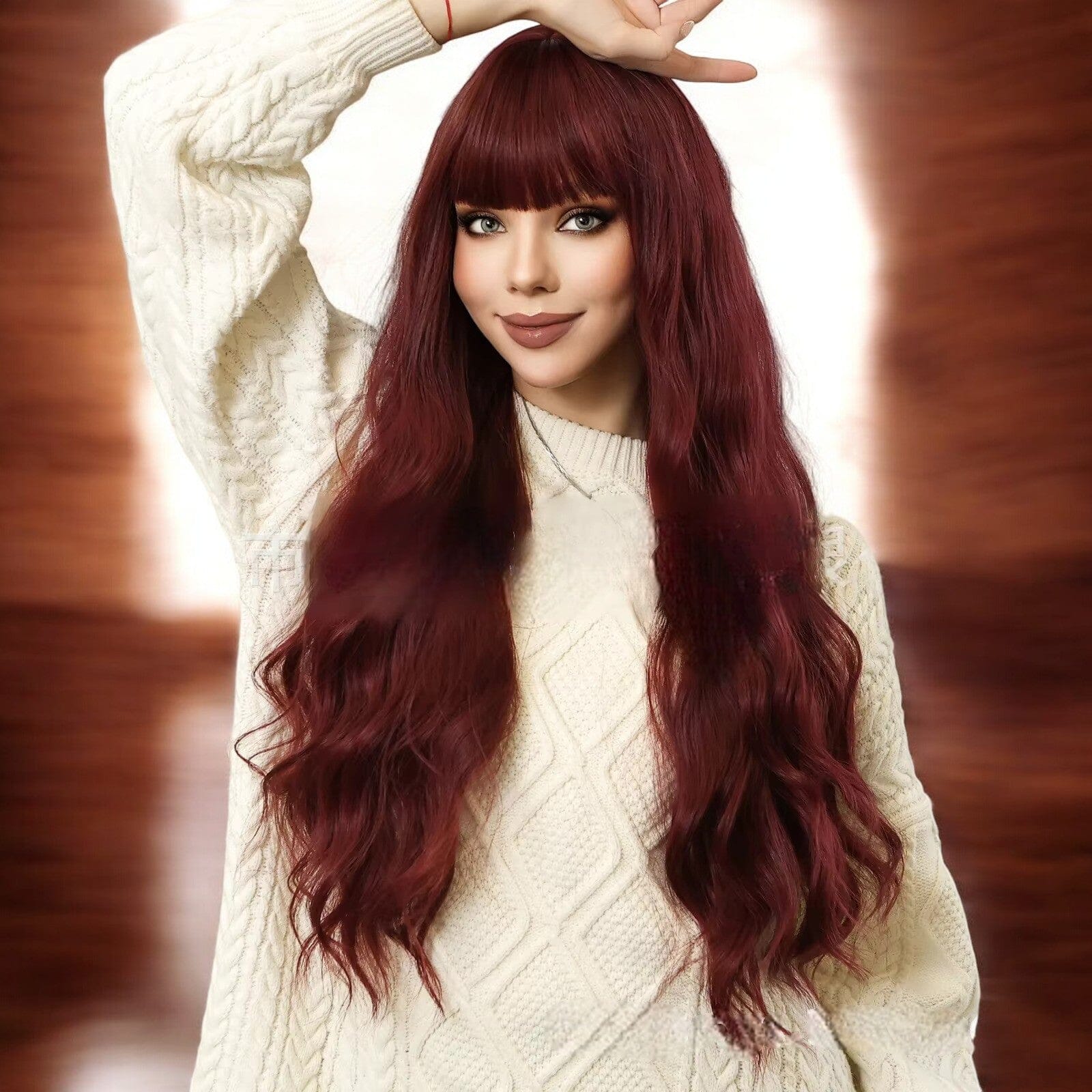 Perruque - LuxeCurlBordeaux™ - Coiffure Enchanté